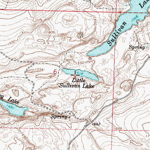 Topographic Map of Little Sullivan Lake, WA