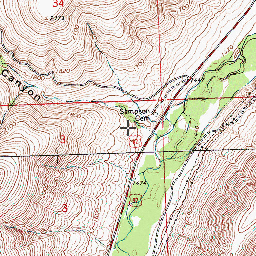 Topographic Map of Lizzy Canyon, WA