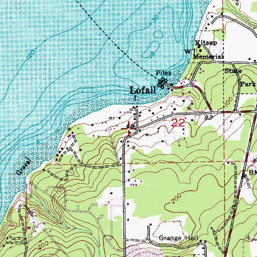 Topographic Map of Lofall, WA