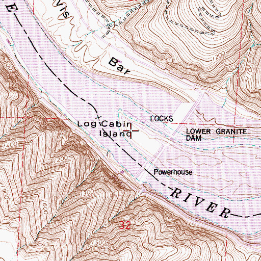 Topographic Map of Log Cabin Island, WA