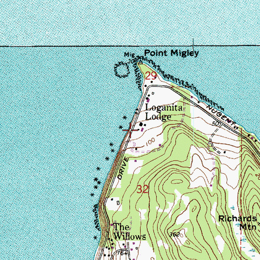 Topographic Map of Loganita Lodge, WA