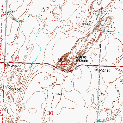 Topographic Map of Lone Butte, WA