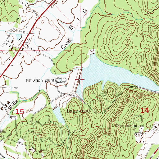 Topographic Map of Fort Payne Dam, AL