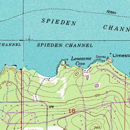 Topographic Map of Lonesome Cove, WA