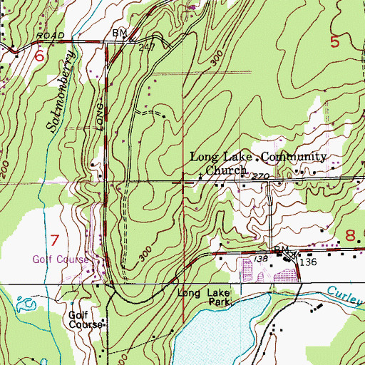 Topographic Map of Long Lake Community Church, WA