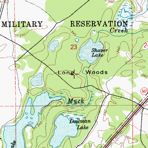 Topographic Map of Long Woods, WA