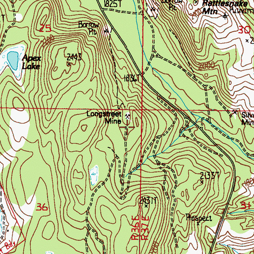 Topographic Map of Longstreet Mine, WA