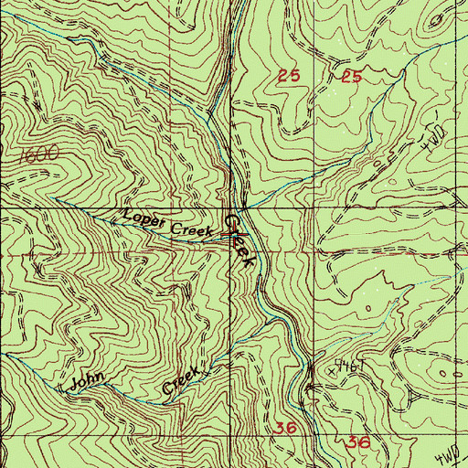 Topographic Map of Loper Creek, WA