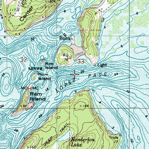 Topographic Map of Lopez Pass, WA
