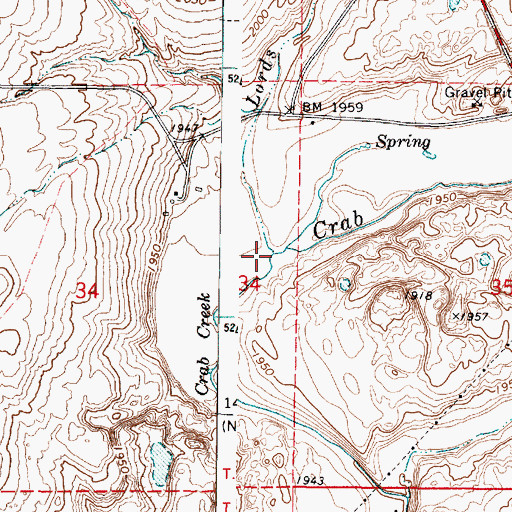 Topographic Map of Lords Creek, WA