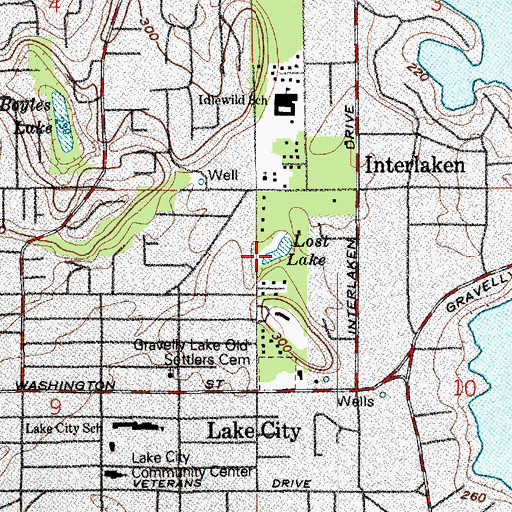 Topographic Map of Lost Lake, WA