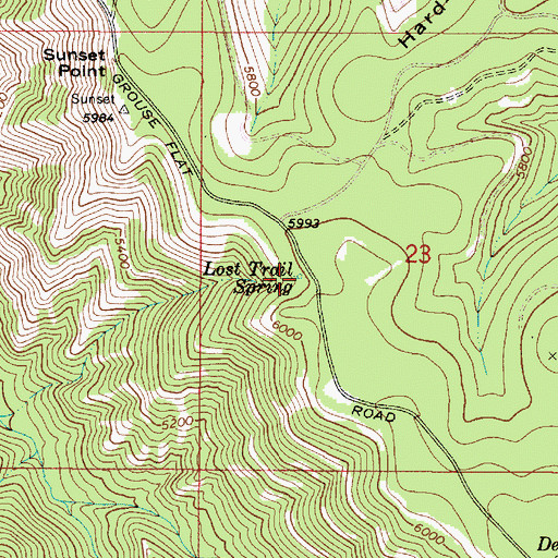 Topographic Map of Lost Trail Spring, WA