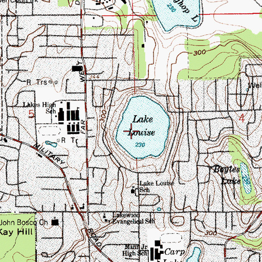 Topographic Map of Lake Louise, WA