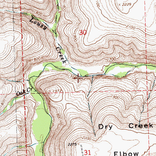 Topographic Map of Lousy Creek, WA