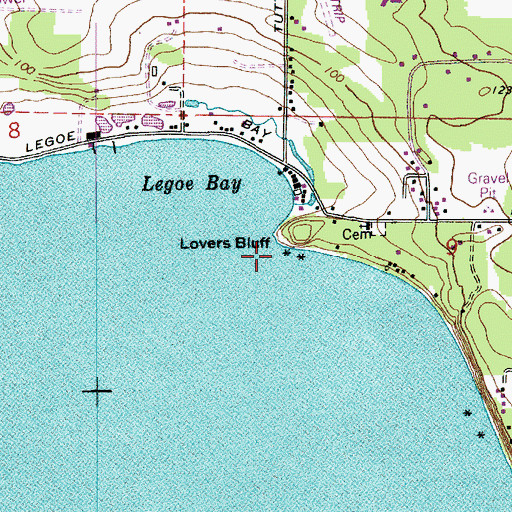 Topographic Map of Lovers Bluff, WA