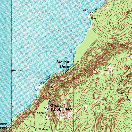 Topographic Map of Lovers Cove, WA