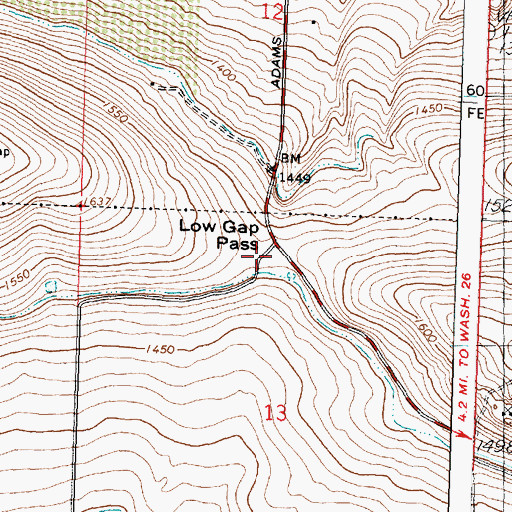 Topographic Map of Low Gap Pass, WA