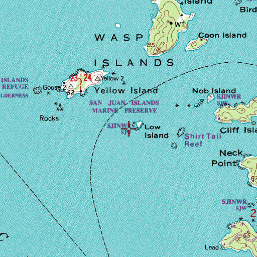 Topographic Map of Low Island, WA