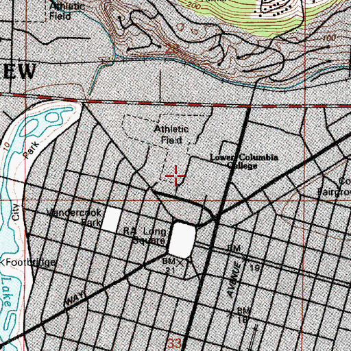 Topographic Map of Lower Columbia College, WA