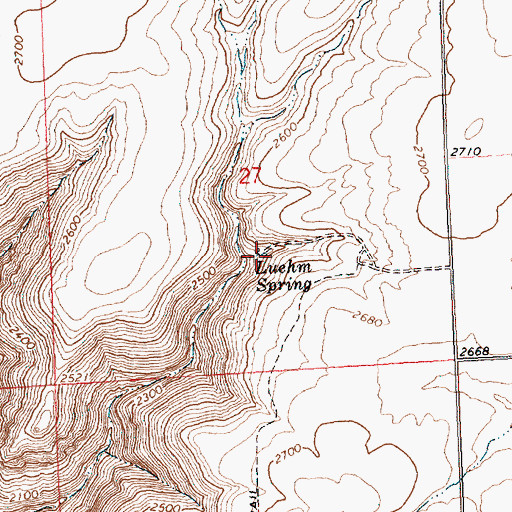 Topographic Map of Luehm Spring, WA