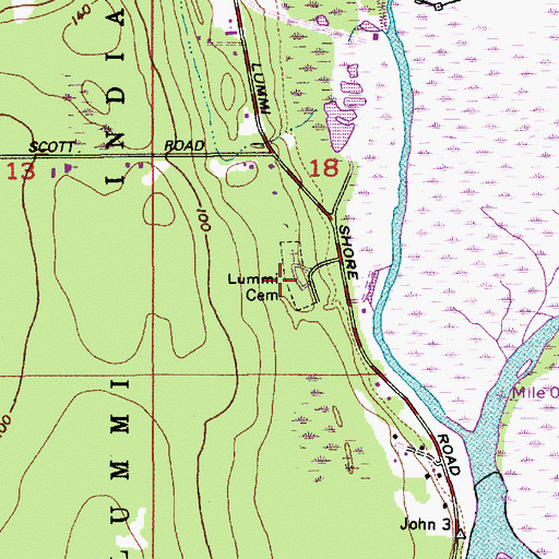 Topographic Map of Lummi Nation Cemetery, WA