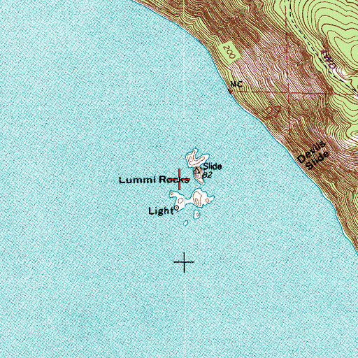 Topographic Map of Lummi Rocks, WA
