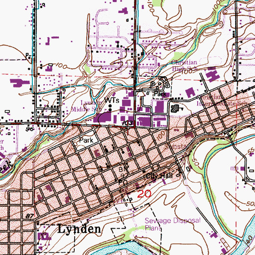 Topographic Map of Lynden, WA