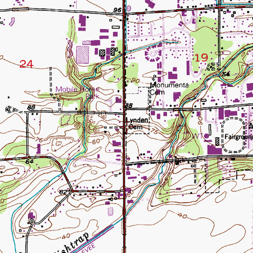 Topographic Map of Lynden Cemetery, WA