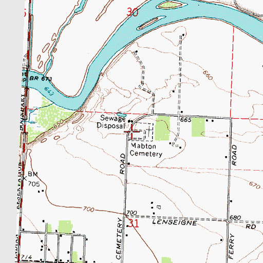 Topographic Map of Mabton Cemetery, WA