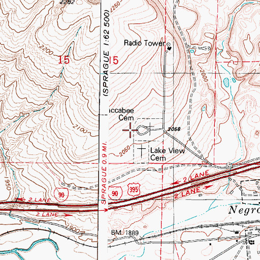Topographic Map of Macabee Cemetery, WA