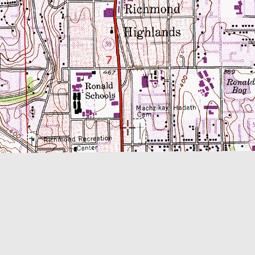 Topographic Map of Machzikay Hadath Cemetery, WA