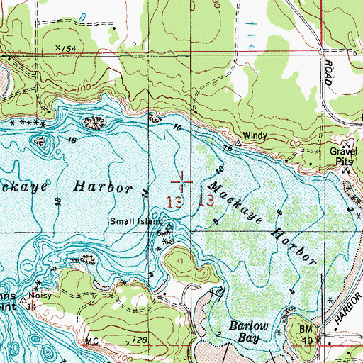 Topographic Map of Mackaye Harbor, WA
