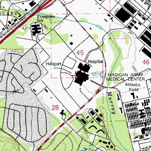 Topographic Map of Madigan Army Medical Center, WA