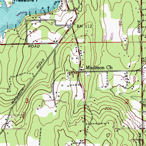 Topographic Map of Madison Church, WA