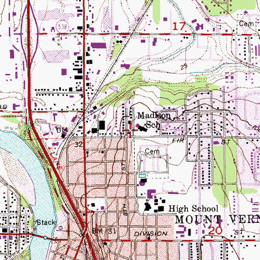Topographic Map of Madison Elementary School, WA