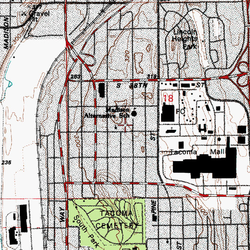Topographic Map of Madison Headstart Elementary School, WA