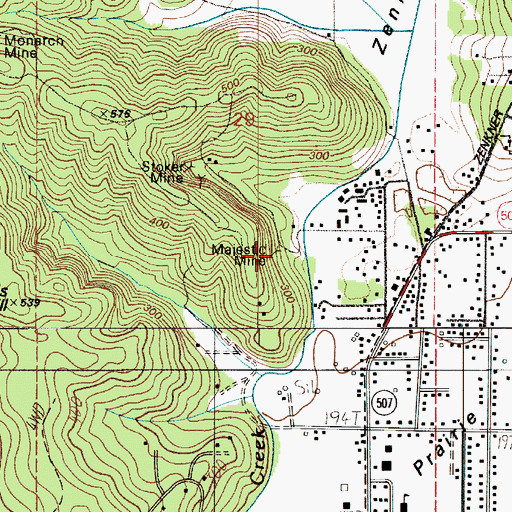 Topographic Map of Majestic Mine, WA