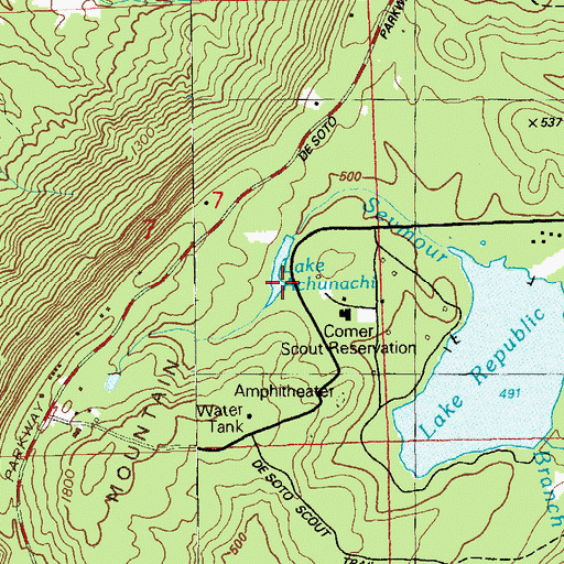 Topographic Map of Achunachi Lake, AL