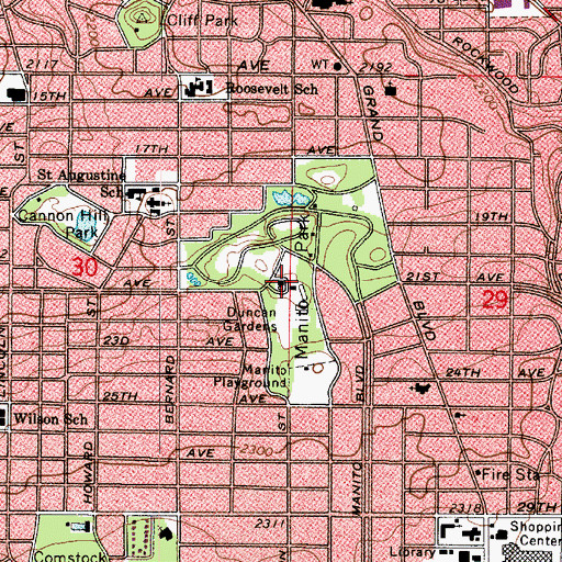 Topographic Map of Manito Park, WA