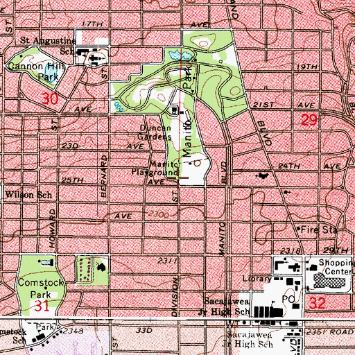 Topographic Map of Manito Playground, WA