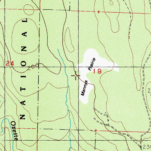 Topographic Map of Mannys Prairie, WA
