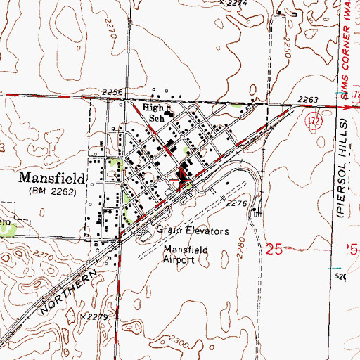 Topographic Map of Mansfield, WA