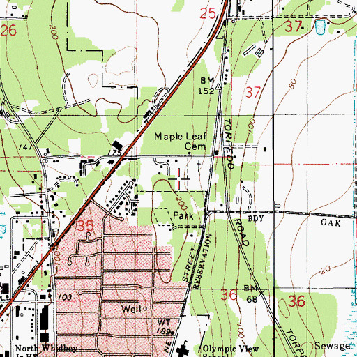 Topographic Map of Maple Leaf Cemetery, WA