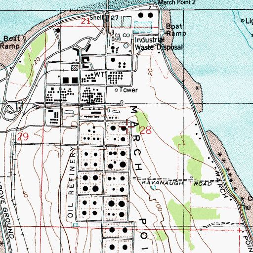 Topographic Map of March Point, WA