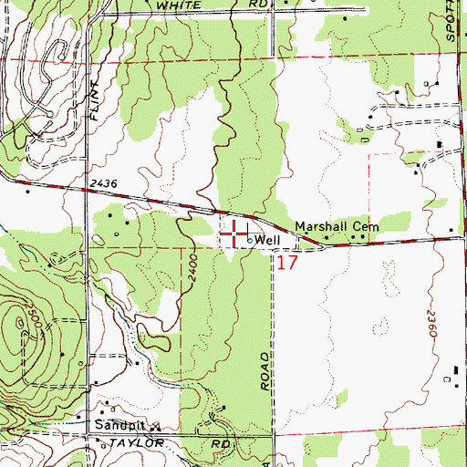 Topographic Map of Marshall Cemetery, WA
