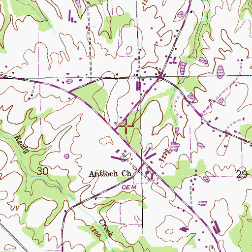 Topographic Map of Antioch School (historical), AL