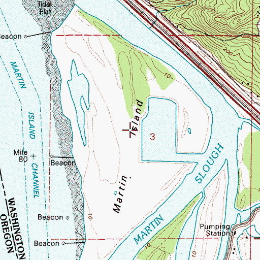 Topographic Map of Martin Island, WA