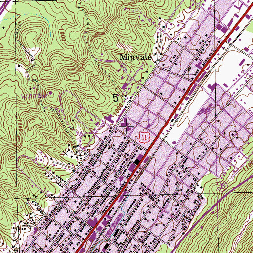 Topographic Map of Baptist Medical Center De Kalb, AL