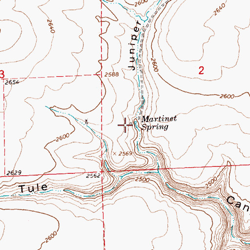 Topographic Map of Martinet Spring, WA