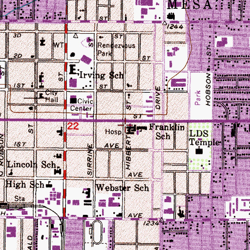 Topographic Map of Maricopa Integrated Health System Mesa Family Health Center, AZ
